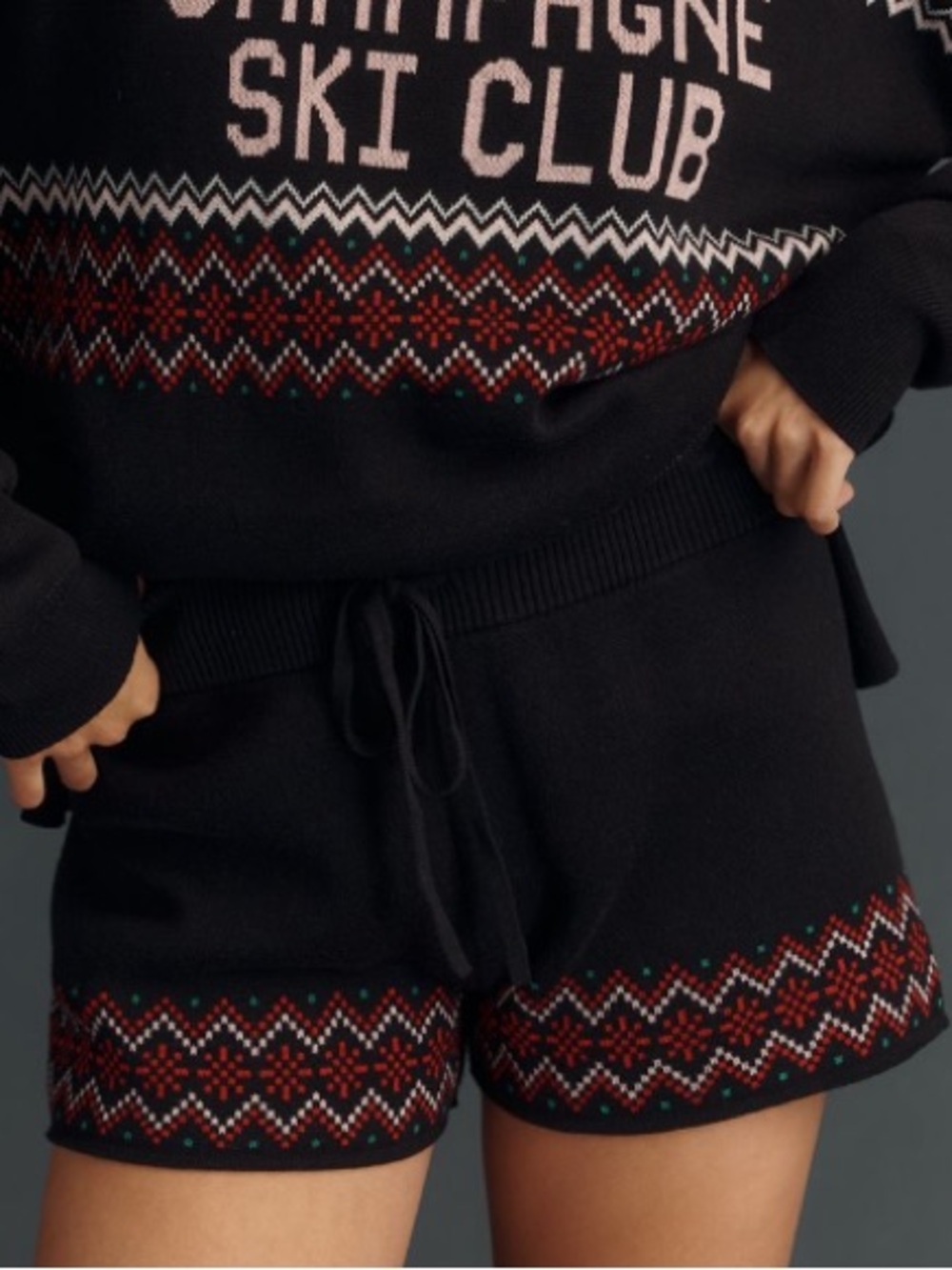 🟠NWT BEACH RIOT at ANTHROPOLOGIE Balboa Sweater Shorts in Black